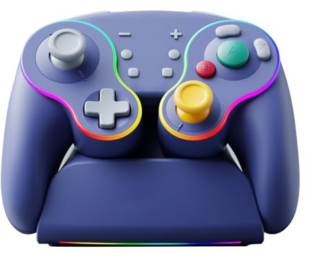 Switch 2 Pro Controller for Nintendo Switch/Tablet/PC - Wireless, Programmable Back Buttons, Hall Effect Sticks, Mechanical Keys, 1000mAh, Turbo, Gyro, Vibration, RGB, Fast Charge Dock (Retro Edition)