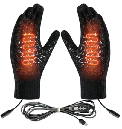 Genérico Guantes Calefactados - Mitones Táctiles con Calefacción USB para Invierno,3 Modos de Calor Ropa Deportiva para Ciclismo y Clima Frío Unisex Adultos y Jóvenes