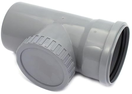 110mm Waste Pipe with Access Socket, Grey Single Socket Soil Pipe Fitting for Sewer Inspection and Cleaning, Temperature Resistant Up to 95°C