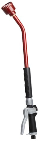 RESTMO Bâton d'arrosage en métal de 62 cm, long pommeau de jardin avec manche, tige d'arrosage | Douche douce et contrôle du débit, idéal pour paniers suspendus, arbustes, plantes, fleurs et pelouses, rouge