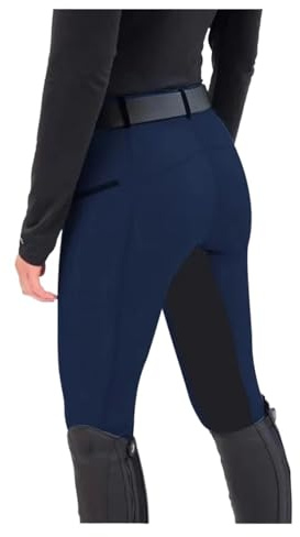GIYXHU Ridbyxor dam leggings elastiska byxor vardaglig dragkedja ridning ridning, BLÅ, L