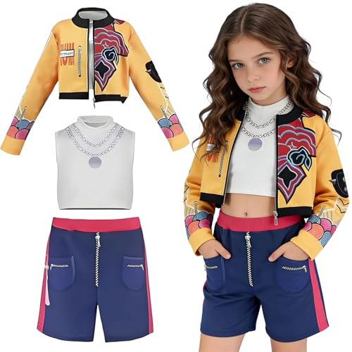 KOMEIYL 3 Piezas Costume Cosplay Rumi, Anime Cosplay Costume, Cantantes Pop Disfraz Completo de Anime, para Carnavals Fiestas Cosplay (150cm)