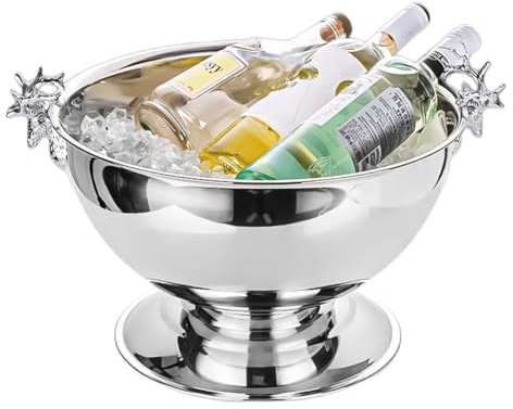 Isbehållare, Isolerad champagne-ölhink i rostfritt stål med hjorthandtag, 13 liter, flerfärgad(Silver)