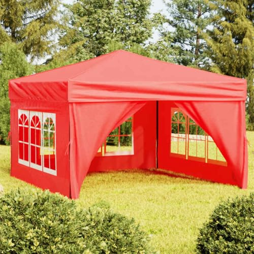 Nqyjm Tonnelle de Jardin Extérieur Tente de Réception Pliable avec Parois Rouge 3x3 m, Pavillon Chapiteau pour Mariage, Fêtes, Camping, événements Commerciaux Model 1