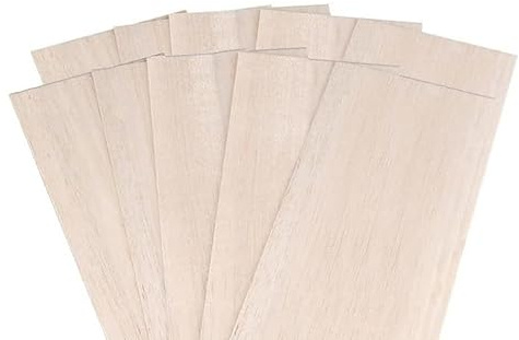Paquet de 10 feuilles de contreplaqué de tilleul, panneaux de bois fins non finis for l'artisanat de bricolage, ornements faits à la main(100 * 200 * 5mm)
