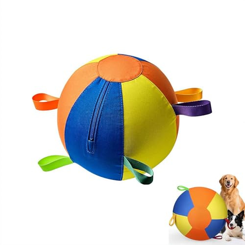 Herding Riesiges Tennis-Hundeballspielzeug mit Gurten – robuster Fußball-Hundeball für große Hunde, robustes kaufestes Outdoor-Übungsspielzeug für aggressive Kauer, interaktives Welpentraining
