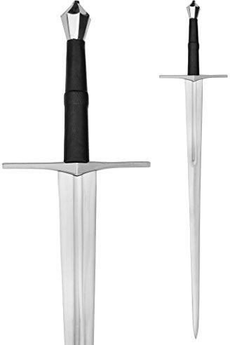 Battle-Merchant Zweihänder ca. 114 cm ungeschärft | Mittelalter Zweihandschwert, Ritterschwert echt Metall, Dekoratives Schwert, ab 18