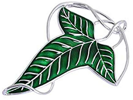 Broche Elfique Feuille de Lorien Verte / Collier « Seigneur des Anneaux », Émail