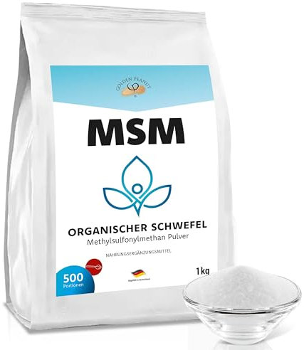 GOLDEN PEANUT MSM 1 kg, Methylsulfonylmethan, höchste Reinheit, organischer Schwefel ohne Zusätze und Rieselhilfen