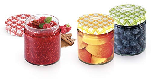 Tescoma 895114 Pot pour Conserve 400 ML, Transparent/Bouchon Multicolore, 3 unités