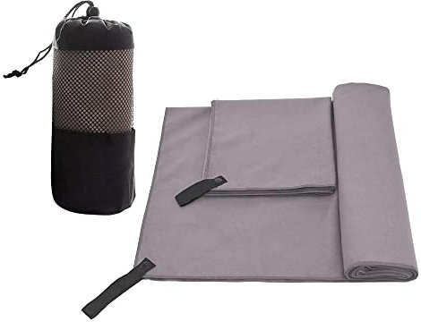 ele ELEOPTION Sporthandtücher Microfaser 2er Set Fitness Handtücher Saugfähig und Schnelltrocknend Ideal für Fitnessstudio Yoga Sauna Outdoor Sports Strand Schwimmen Hiking Reise usw. (Grau)