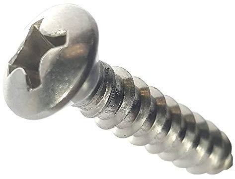 #14 x 1 Self Tapping Sheet Metal Screws Oval Head Stainless Steel Qty 25