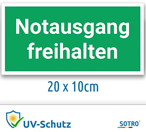 Notausgang freihalten Aufkleber, 20x10cm UV-Schutz Notausgangsschild Fluchtweg/Rettungsweg Grün
