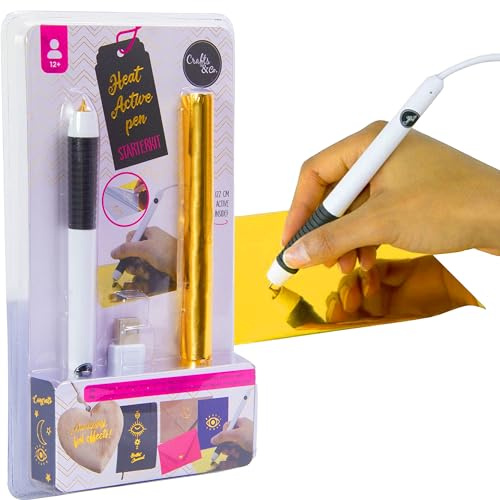 Crafts&Co® Stylo Chauffant | Hot Foil avec USB Stylo à Film Chaud à Pointe Fine 1,5 mm | Stylo Activé par | Blanc