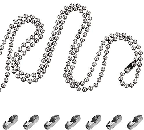 Chaîne de Boule Acier Inoxydable 2,4 mm de Diamètre Boule Collier 8 Mètres de Long avec 20 Fermoirs de Chaîne pour les Pendentifs les Bracelets les étiquettes de Vêtements les Porte-clés