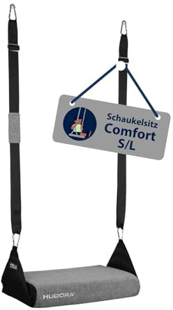 HUDORA Schaukelsitz Comfort in small/Large - Bequeme Sitzschaukel mit wasserabweisendem Sitzpolster - gepolsterte Outdoor Gartenschaukel zum Aufhängen - Sitzkomfort Schaukel für Kinder & Erwachsene