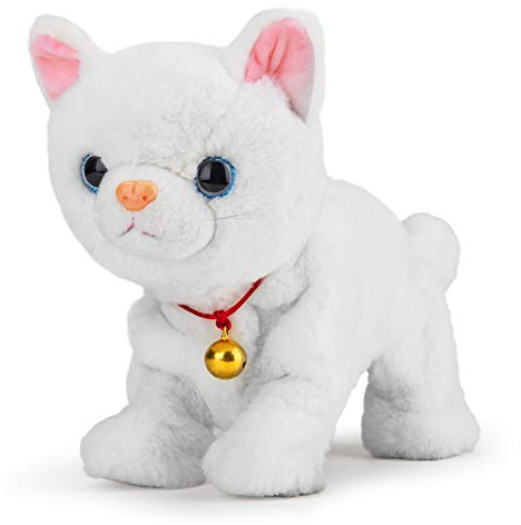 Smalody Jouets interactifs en Peluche pour Animal Domestique Robot électronique Contrôle du Son Jouet pour Chaton Cadeau d'anniversaire et de Noël (Yeux LED)