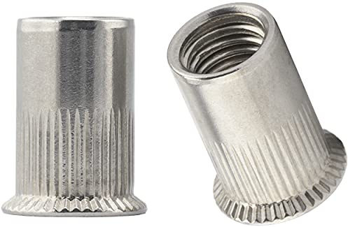 OPIOL QUALITY® Senkkopf Einnietmuttern Rundschaft M8x19 mm aus Edelstahl A2 V2A (100 Stück) Offen Gerändelt Nietmuttern Gewindenieten Blindnietmutter Blindmuttern Rund Gewinde