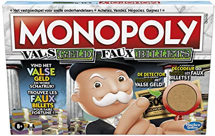 Monopoly FALSCHGELD - Belgische Edition Brettspiel für Familien und Kinder ab 8 Jahren mit Mr. Monopolys Detektor zur Erkennung von Falschgeld und gefälschten Karten für 2-6 Spieler