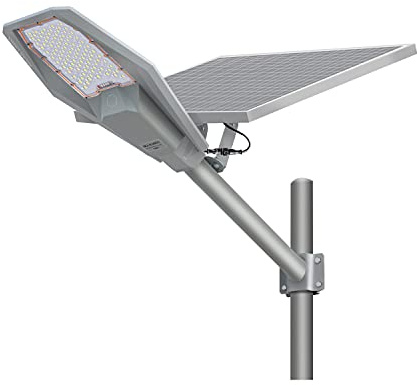 FARO LED SOLARE LAMPIONE DA ESTERNO STRADALE FARETTO LUCE NATURALE 5000K PANNELLO SOLARE SENSORE MOVIMENTO E TELECOMANDO (FP-SL05-400W)