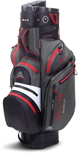 Big Max Sac de Golf Imperméable Dri Lite Silencio 2, 14 Dividers, 11 Poches, Poids 3.9 kg, Grey/Black/Red, pour Golfers