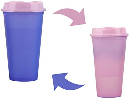XKUN 5Pcs 473 ML De Bouteille d'eau en Plastique Température Couleur Changement De Tasse De Cupule À Chaud Réutilisable Casse À Café en Vrac Tumbler Personnalisé Cadeaux De Noël-Purple to Red