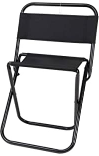 thesecrethome.es - Taburete Portátil Plegable Ultraligero con Respaldo para Exteriores, Pesca, Acampada, Camping, Playa - Alto. 58 cm x Largo. 35 cm (Negro)