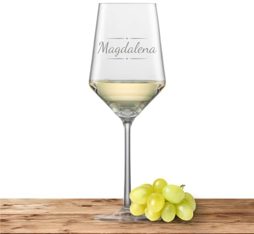 Weißweinglas mit Namen oder Wunschtext graviert - Zwiesel Glas Glas Sauvignon PURE Weinglas personalisierts Geschenk (Verzierung 03)
