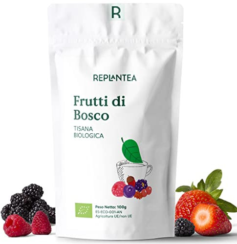 TISANA FRUTTI DI BOSCO 100% BIO 100g (50 Tazze) | Infuso Frutti Rossi con Ibisco, Foglie di Mora, Lampone, Fragola e Ciliegia REPLANTEA®
