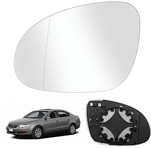Spiegelglas Ersatz für VW Passat B6 2007-2011, Ersatz für Golf MK5 2003-2008, Außenspiegel Glas Asphärisch Verstellbar Geeignet Ersatz für Jetta 5 2006-2011, Umkehrlinse Rückfahrglas Spiegel (Links)