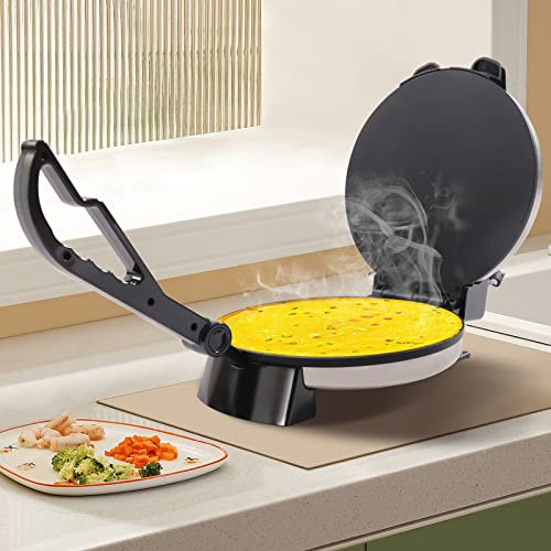 Roti Maker, Dispositivo Chapati Eléctrico Tortilla Prensa Papad Tacos Maker Doble Cara 1500W Acero Inoxidable Antiadherente Taco Prensa