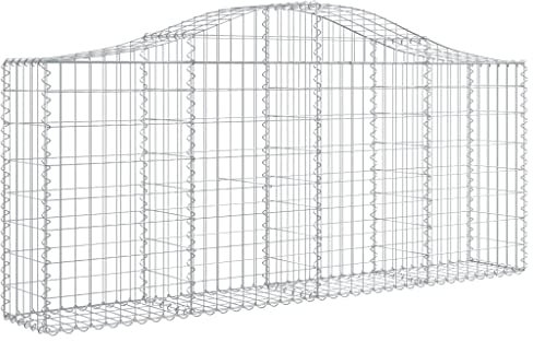vidaXL 10x Arched Gabion Basket Cage Mesh Wire Stone Basket Outdoor Spiral Retaining Wall Planter Gardens 200x30x80/100 cm Galvanised Iron