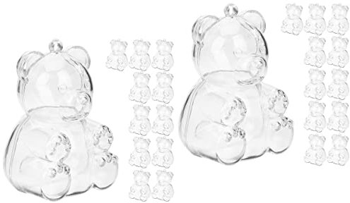 TOYANDONA 24Pcs Bear Shaped Candy Boxes, Clear Honey Bottle Bulk Fillable Ornaments Crafts Decorations Bear Container for Baby Shower Birthday Party Favors
