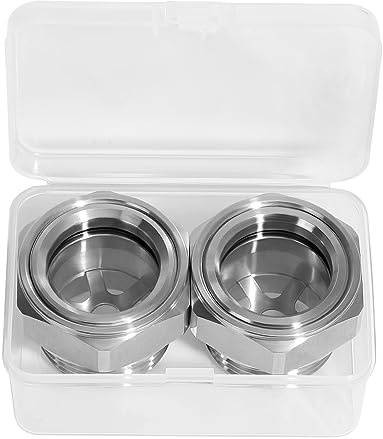 1 NPT Male 304 Stainless Steel Oil Sight Glass Hex Head Sight Plug Liquid Level Gauge Oil Indicator Sight Window for Air Compressor Gearbox Fittings Hydraulic Tank (2pcs 1 NPT Stainless Steel)