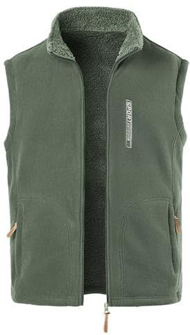 MeiLayM Uomo Smanicato Caldo Autunno e Inverno Giacche Gilet e Gilet in Pile Uomo Gilet In Pile Con Cerniera Intera con Gilet da Fotografia All'aperto Collare Giacca Senza Maniche, Verde, XL