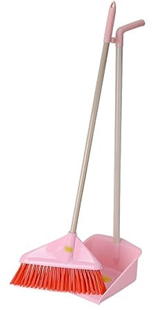 Set aus Kehrmaschine und Kehrschaufel mit langem Stiel, stehende Kehrschaufel mit Kehrstiel für den Innenbereich