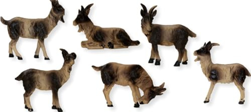 FADEDA 6X Ziegen/Höhe:4 cm/handbemalt/detailgetreue Krippen Figuren - Weihnachten Tisch Dekoration Krippe Zubehör