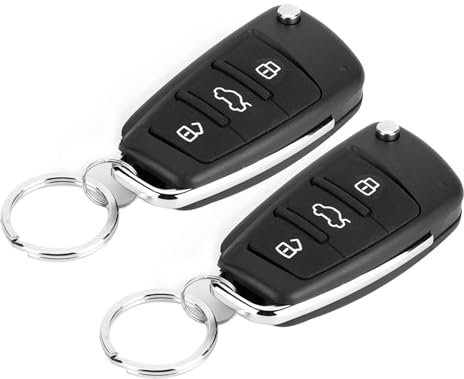 Sistema di Allarme per Auto con Chiusura Centralizzata Universale Senza Chiave 2 Pezzi con Kit Telecomando a 3 Pulsanti, Nero
