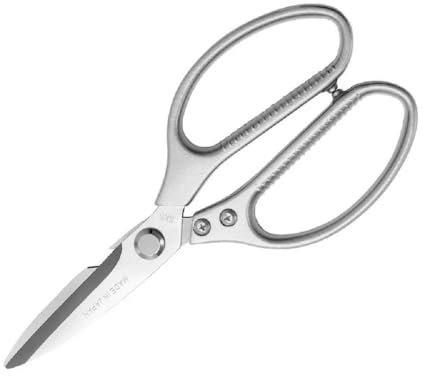 Kitchen Scissors, Kitchen Scissors Japanese Scissors Stainless Steel Multifunctional Chicken Bone Scissors Food Scissors Aluminum Alloy Scissors (Color : Silver)