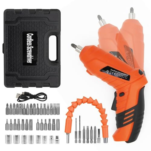 Visseuse sans fil, tournevis électrique rechargeable 47 en 1, avec lumière LED, pistolet à vis rechargeable de 3,6 V, perceuse 3 Nm, idéale pour le montage de meubles, les projets de bricolage à la