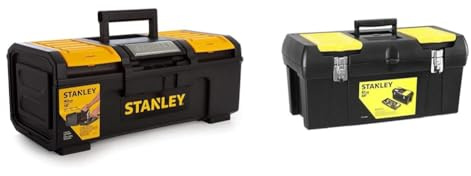 Stanley Werkzeugbox/Werkzeugkoffer Basic 1-79-216 & Werkzeugbox Millenium (16 Zoll, mit herausnehmbarer Ablage, zwei Organizern, Metallschließen, Kunststffgroff) 1-92-065
