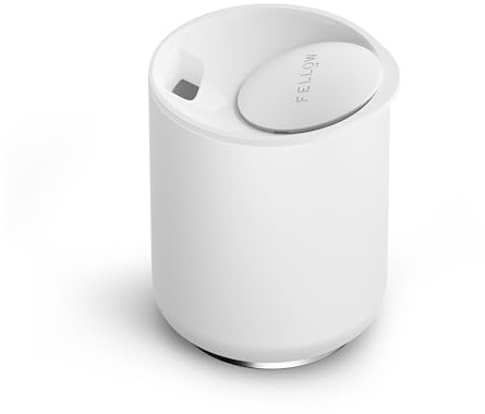 Fellow 10 oz Rocky Lowball Tumbler - Insulated Stainless Steel Whiskey and Cocktail Tumbler with Ceramic Interior and Swivel Pebble Lid (Matte White)