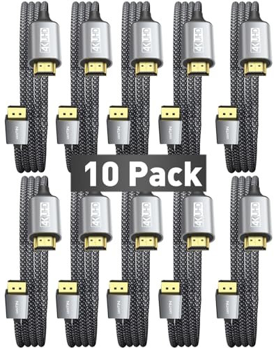 UANTIN 10-Pack 4K DisplayPort to HDMI Cable 3Ft | 1080P@120Hz,1440P/2K@60Hz Uni-Directional DP to HDMI Male Braided Cord Display Port to HDMI Cable for Desktop,Dell,Lenovo,ThinkPad,HP,AMD,NVIDIA