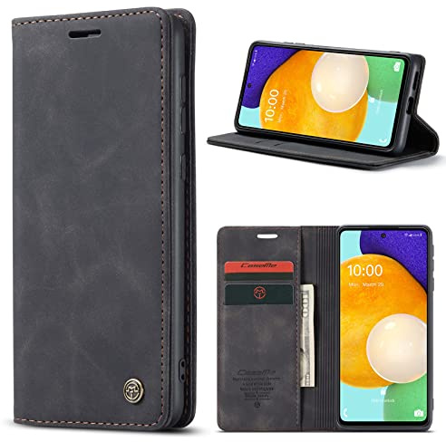 Mosoris Handyhülle für Samsung Galaxy A53 5G Hülle Leder Flip Wallet Stoßfeste Schutzhülle Klapphülle für Samsung A53 Hülle Kartenfach Ständer Kameraschutz Klappbar Lederhüllen Cover Case, Schwarz