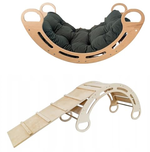 Slevobox Kinder Klettergerüst Indoor 85x41x39cm - Kletterdreieck mit Rutsche - Montessori Kletterbogen mit Kissen - Montessori Klettergerüst Kinderzimmer - Entwicklung der Motorischen Fähigkeiten