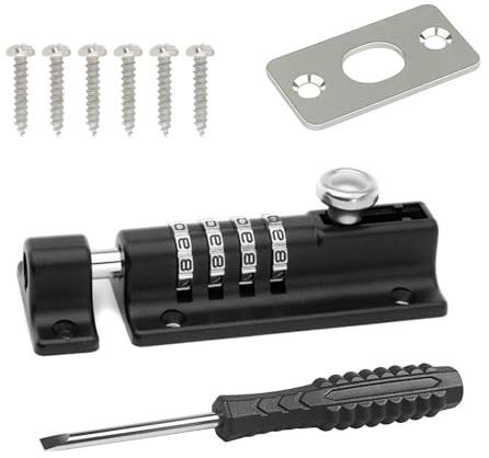 Door Lock - Combination Lock 4 Digit Sliding Lockable Padbolt 120mm Heavy Duty Stainless Steel Gate Lock with Anti-Tamper Screws Security Keyless Latch Bolt Lock for Sheds, Cabinet, Bedroom Door Lock