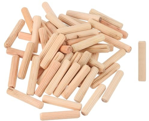 QUARKZMAN 300Pcs 5/16 x 1-9/16 Chevilles en Bois, Tiges de Bois, Chevilles Cannelées pour Meubles en Bois, Chevilles en Bois Cannelées pour l'Artisanat, Projets de Bricolage