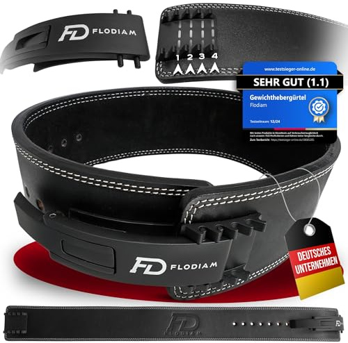 Flodiam Profi Gewichthebergürtel Full Power Design Herren & Damen [Schnellverstell] Hebelverschluss Gym Lifting Belt Fitness Gürtel Büffelleder Weightlifting Powerlifting - Jetzt Größe Wählen!