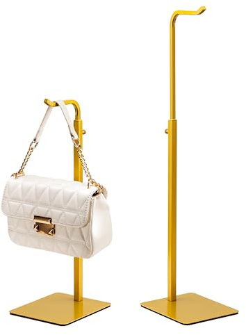 Josmimic Paquete de 2 soportes para bolsos de mano: estante dorado para bolsos, bolsos y coronas, soporte de gancho ajustable para mesa, armario y uso minorista para vendedores