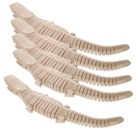 UPKOCH 5stücke Teiliges Holz Krokodilspielzeug Naturgetreues DIY Modell Aus Robustem Holz Pädagogisches Bastelset Für Junge Mädchen Bemalbares Holzspielzeug Als Geschenk Und Dekoration